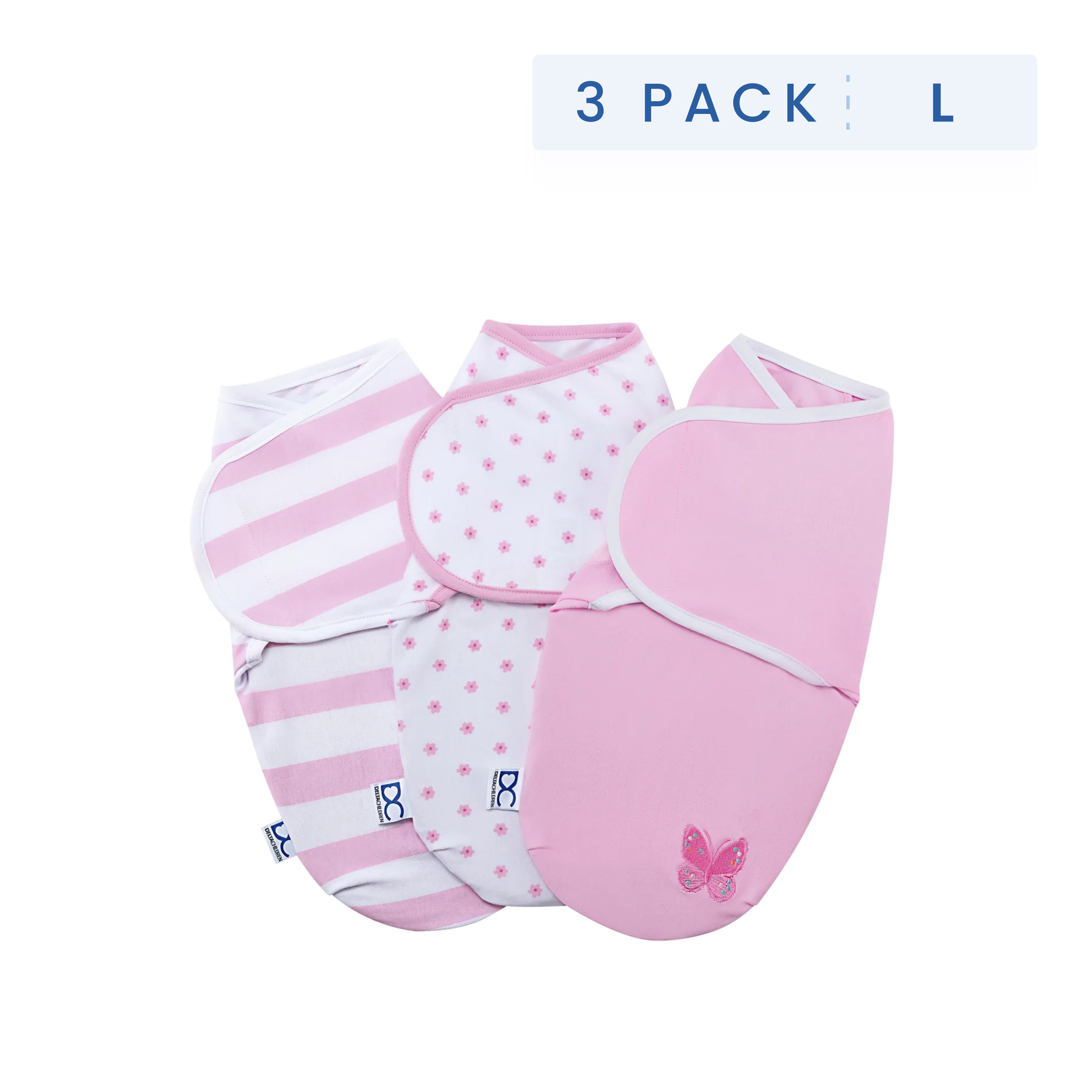 Little Lambs Adjustable Swaddle Wrap - Size Large, Fits Babies 3-6 Months/14-18 lbs., 3-Pack