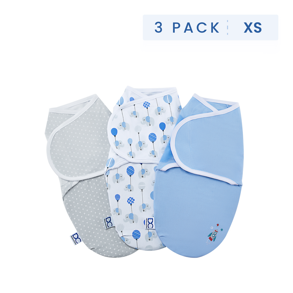 Little Lambs Adjustable Swaddle Wrap - Size Extra Small, Fits Babies 0-3 Months/4-7 lbs., 3-Pack