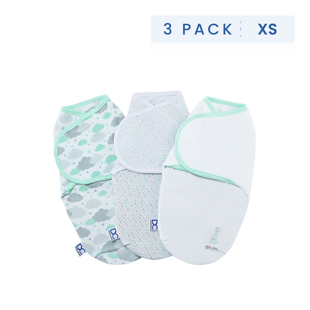 Little Lambs Adjustable Swaddle Wrap - Size Extra Small, Fits Babies 0-3 Months/4-7 lbs., 3-Pack
