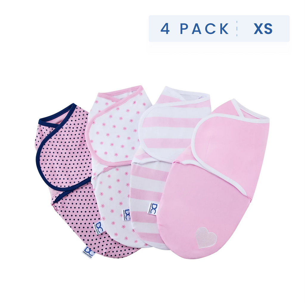 Little Lambs Adjustable Swaddle Wrap - Size Extra Small, Fits Babies 0-3 Months/4-7 lbs., 4-Pack