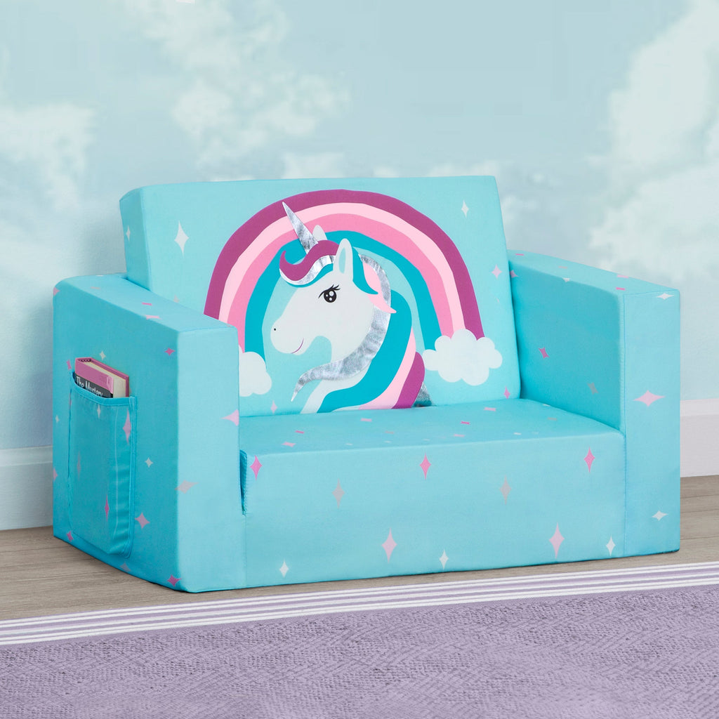 Unicorn Cozee Flip Out Chair - 2-in-1 Convertible Chair to Lounger for Kids