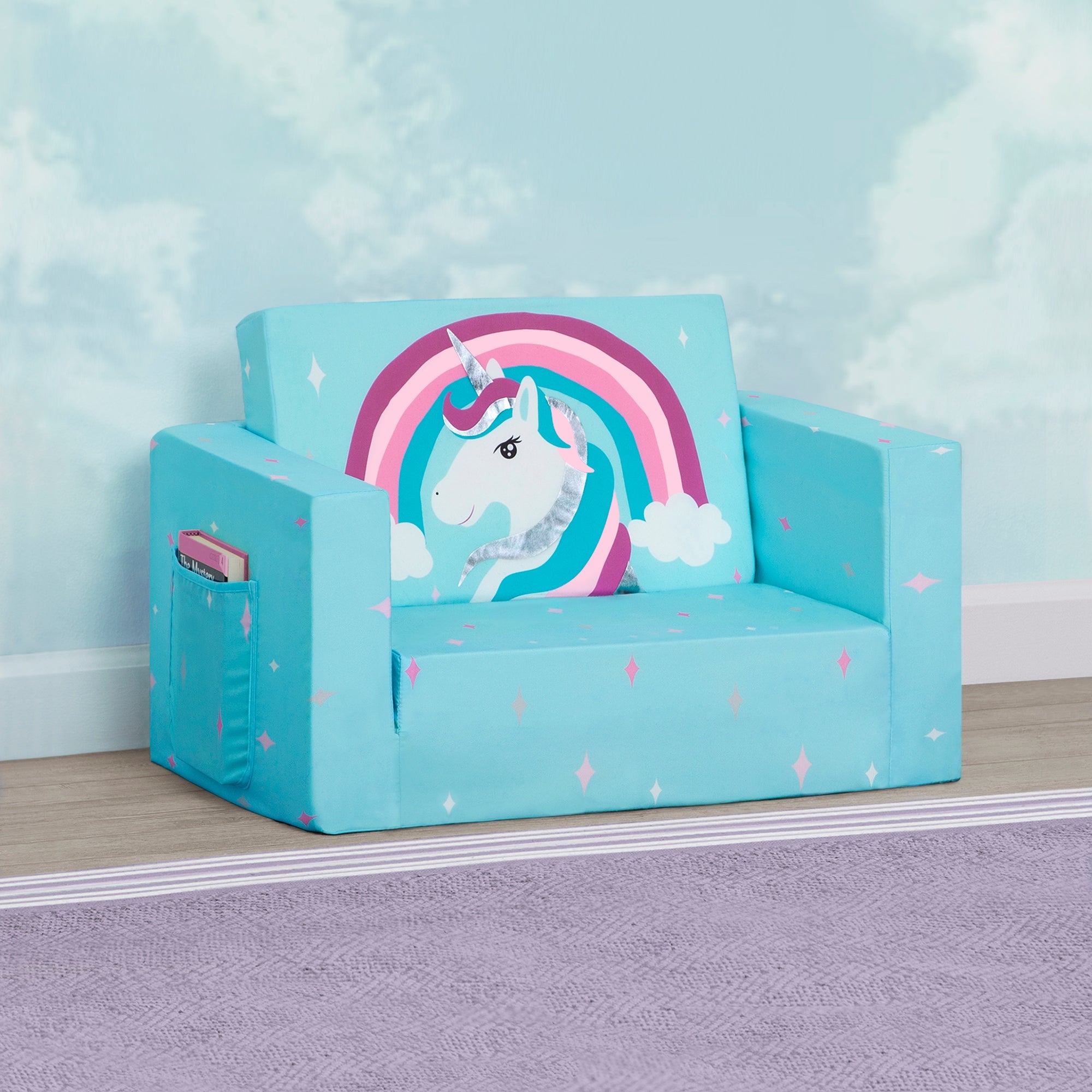Unicorn Cozee Flip Out Chair - 2-in-1 Convertible Chair to Lounger for Kids