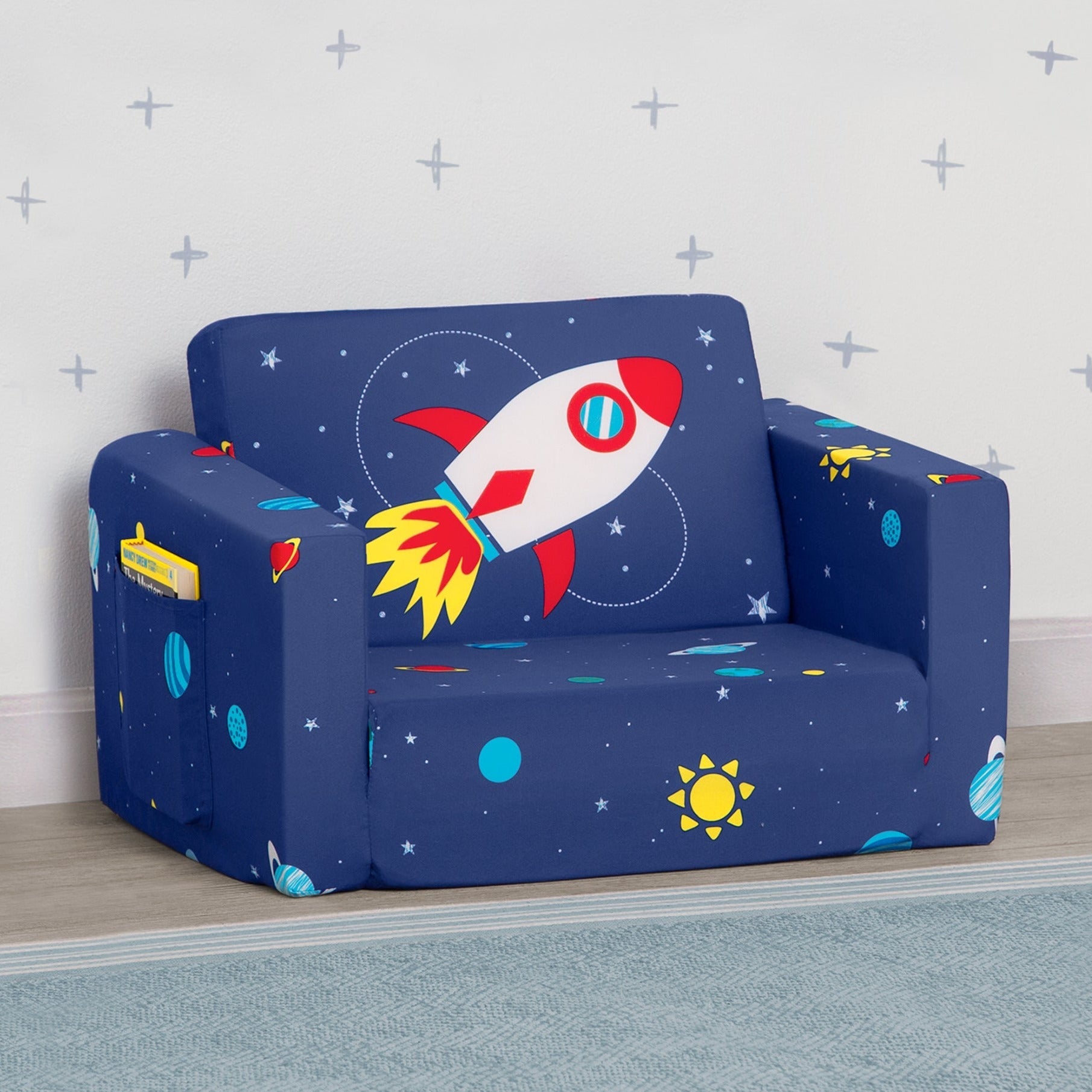 Spaceship Cozee Flip Out Chair - 2-in-1 Convertible Chair to Lounger for Kids