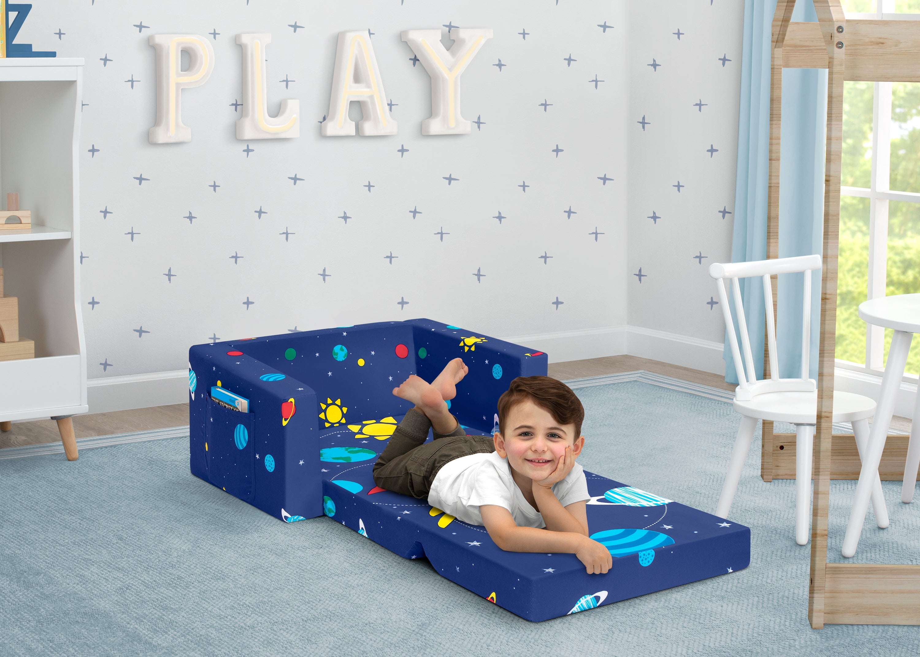Spaceship Cozee Flip Out Chair - 2-in-1 Convertible Chair to Lounger for Kids