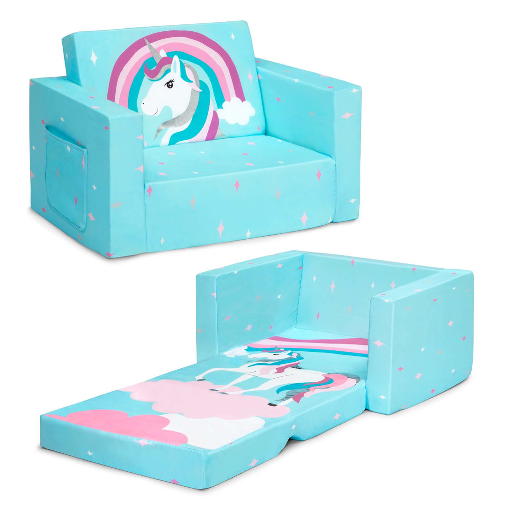 Unicorn Cozee Flip Out Chair - 2-in-1 Convertible Chair to Lounger for Kids