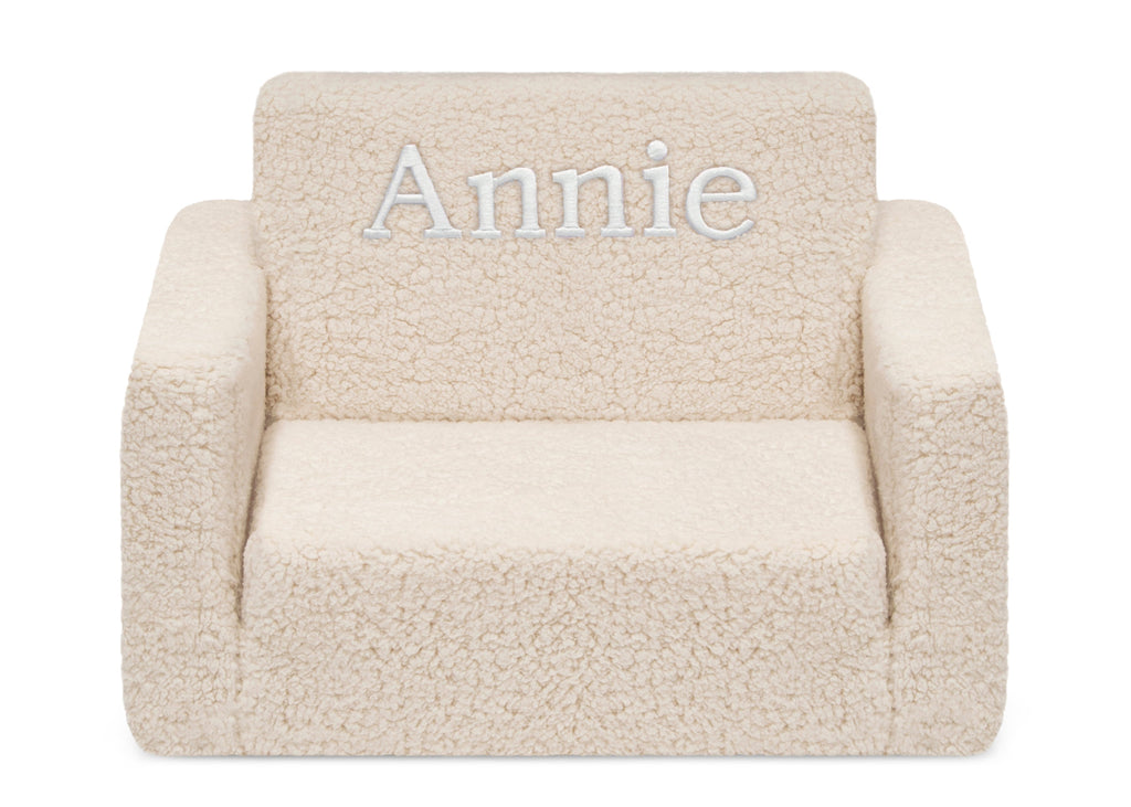 Personalized Cozee Flip-Out Sherpa 2-in-1 Convertible Chair to Lounger for Kids