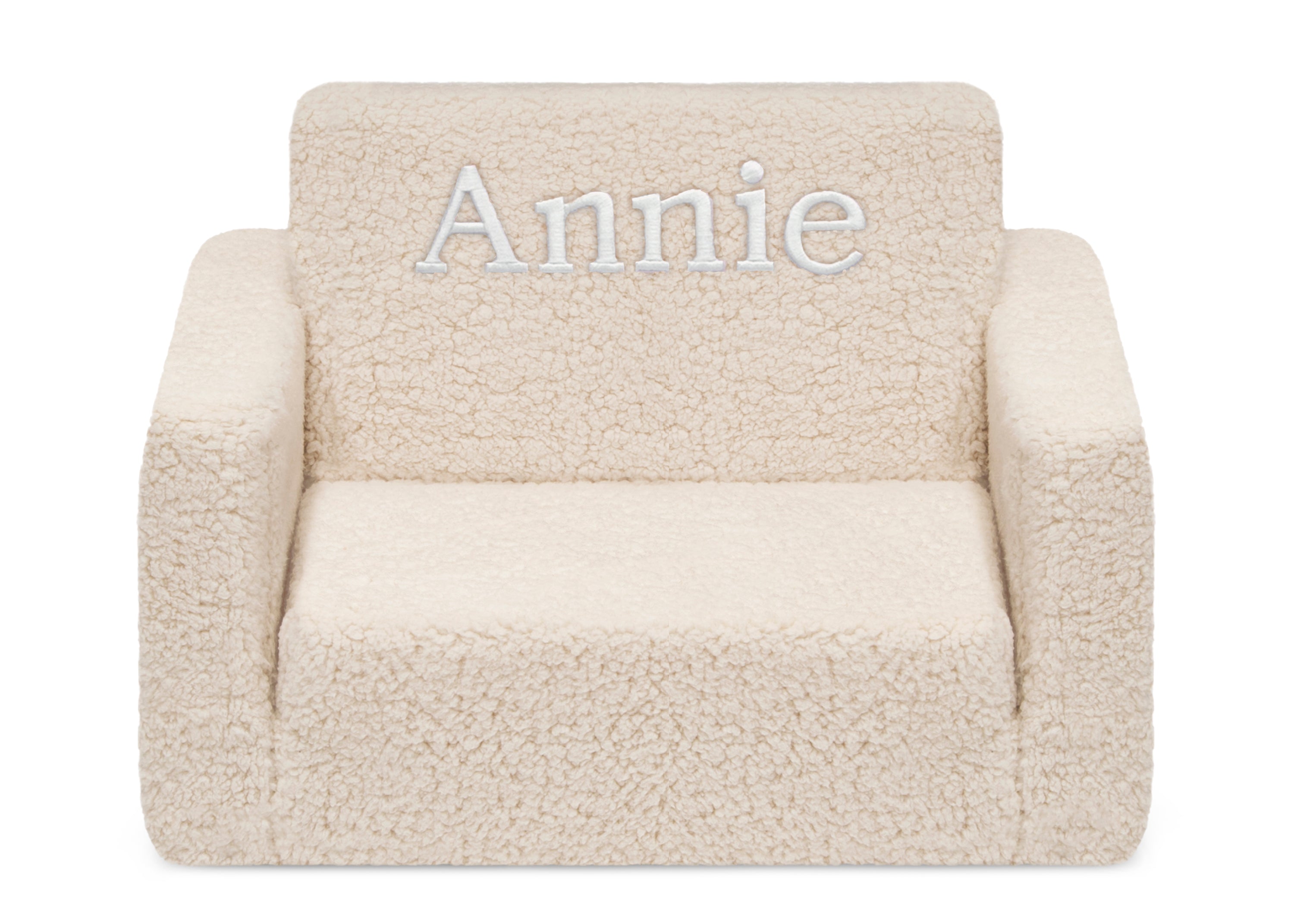 Personalized Cozee Flip-Out Sherpa 2-in-1 Convertible Chair to Lounger for Kids