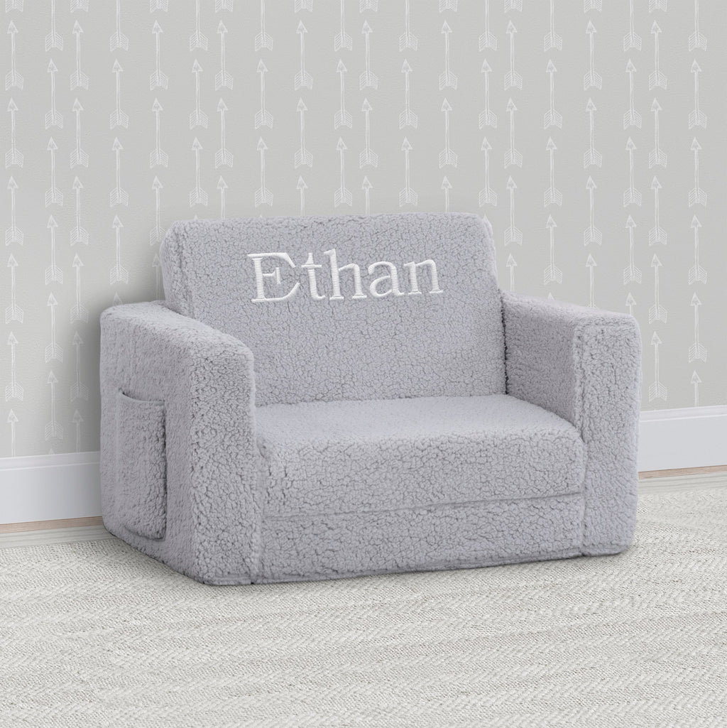 Personalized Cozee Flip-Out Sherpa 2-in-1 Convertible Chair to Lounger for Kids