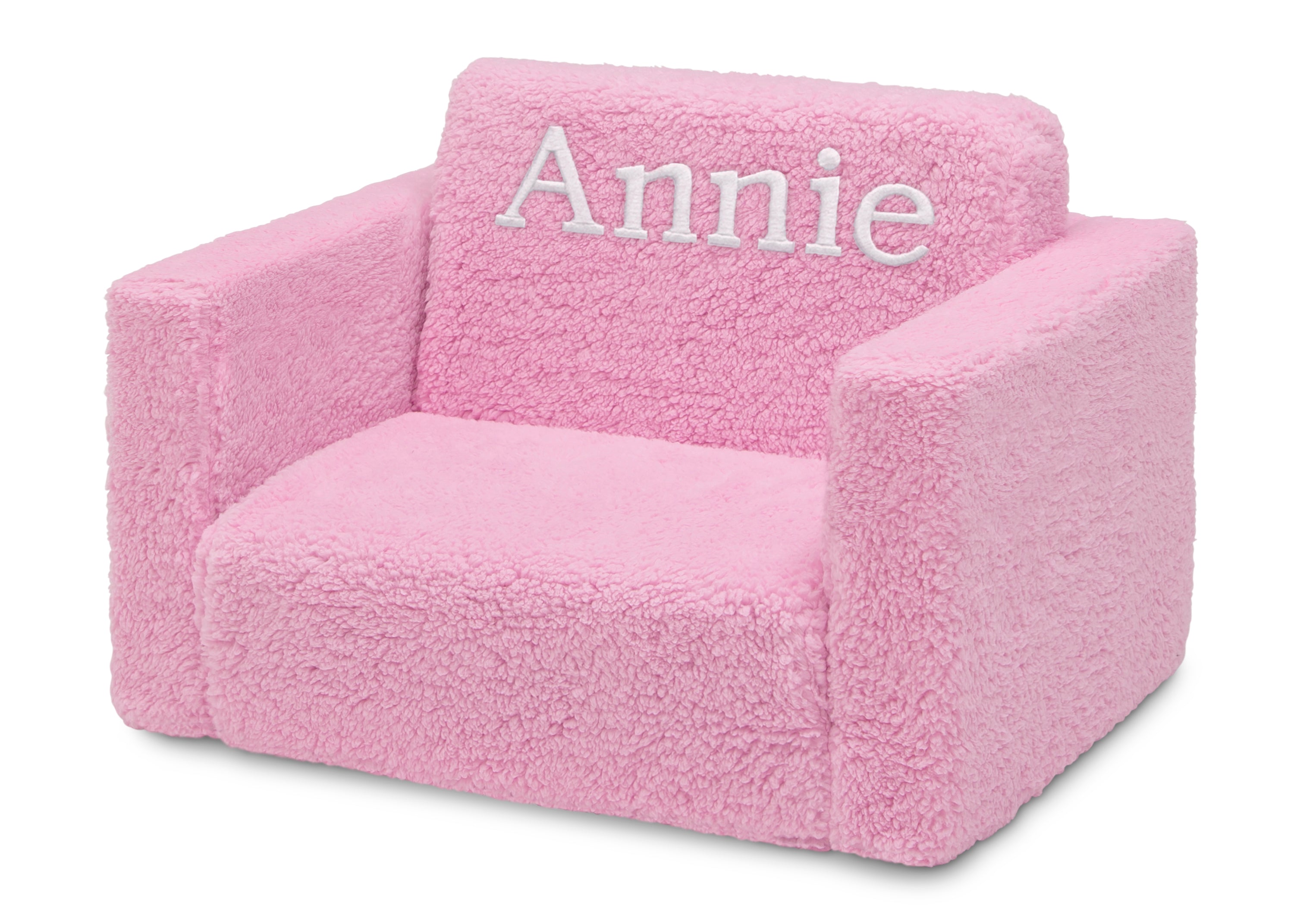 Personalized Cozee Flip-Out Sherpa 2-in-1 Convertible Chair to Lounger for Kids