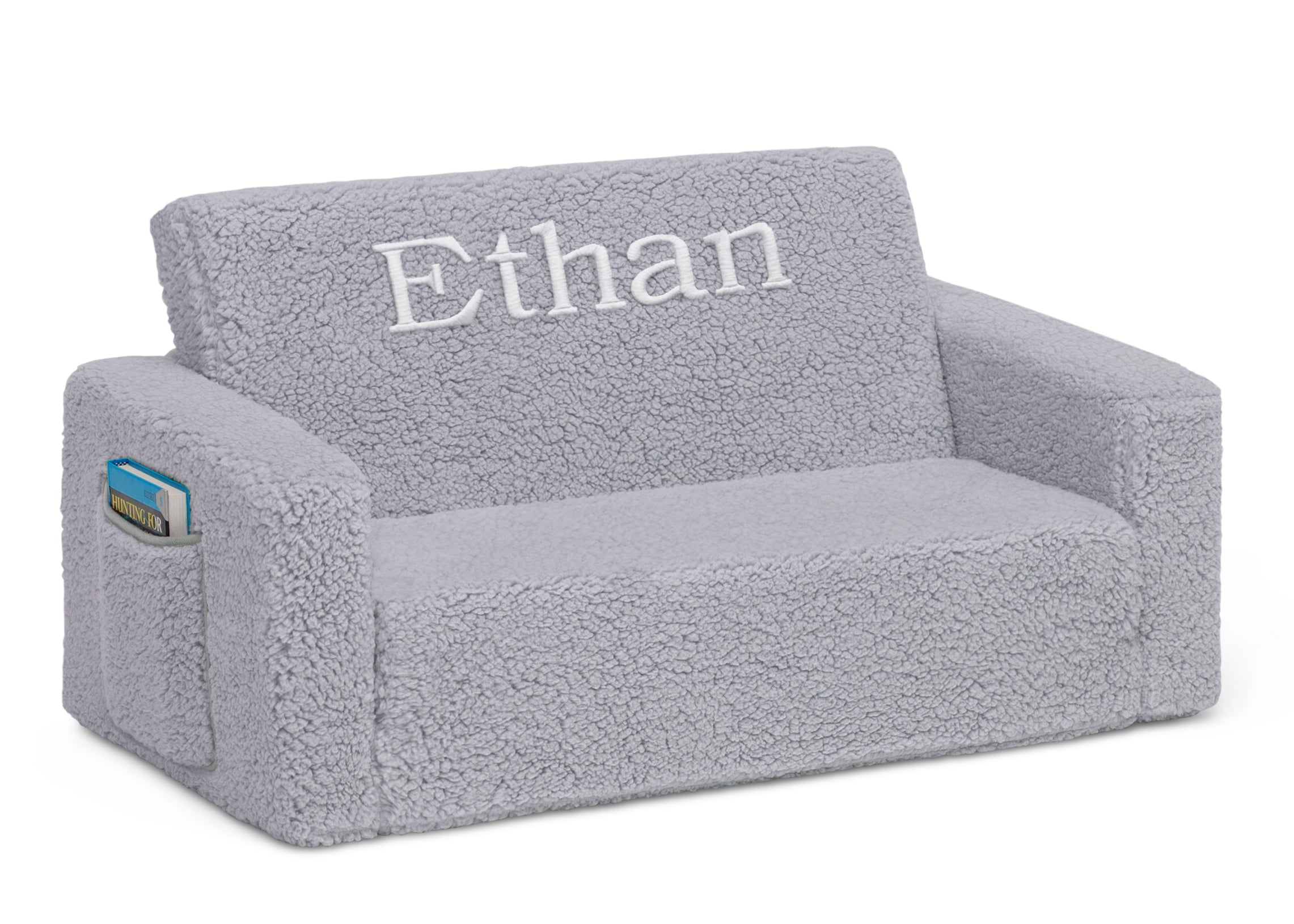Personalized Cozee Flip-Out Sherpa 2-in-1 Convertible Sofa to Lounger for Kids