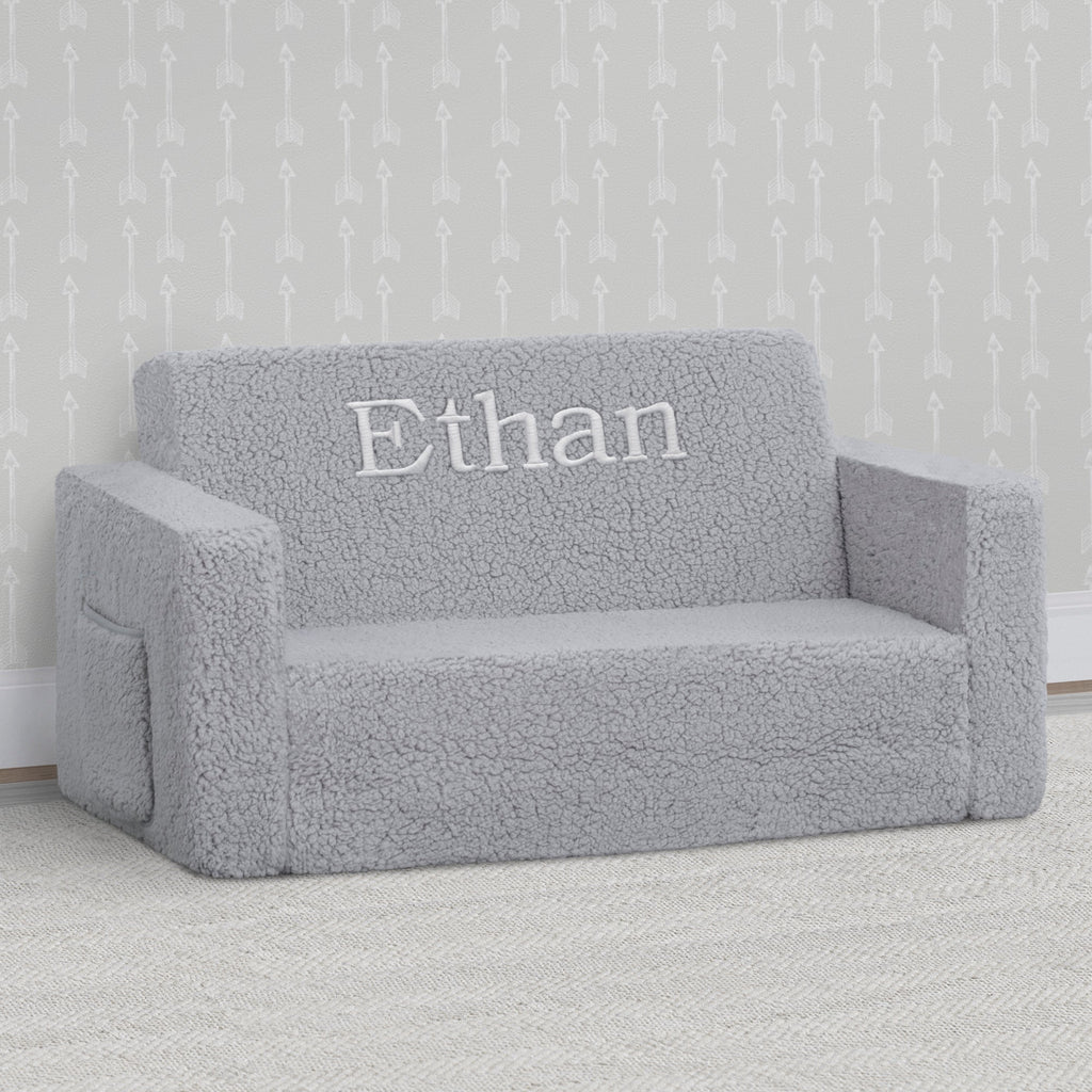 Personalized Cozee Flip-Out Sherpa 2-in-1 Convertible Sofa to Lounger for Kids