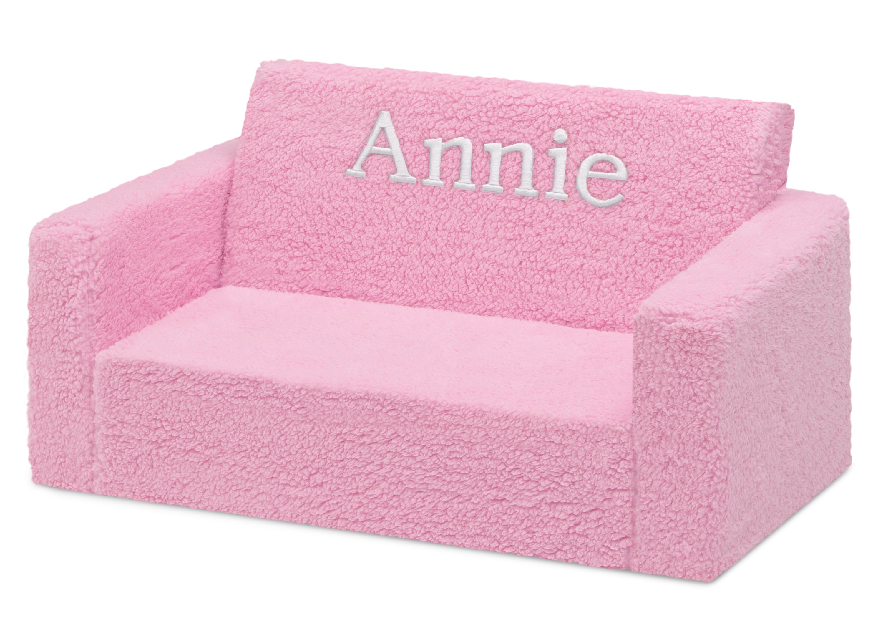 Personalized Cozee Flip-Out Sherpa 2-in-1 Convertible Sofa to Lounger for Kids
