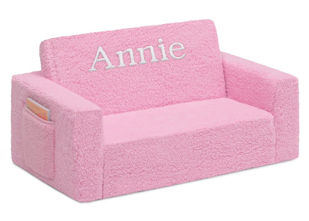 Personalized Cozee Flip-Out Sherpa 2-in-1 Convertible Sofa to Lounger for Kids