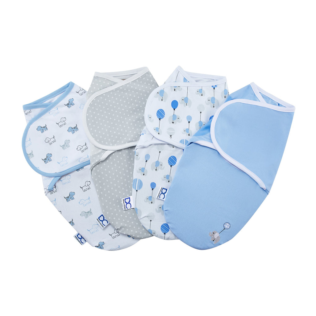 Little Lambs Adjustable Swaddle Wrap - Size Large, Fits Babies 3-6 Months/14-18 lbs., 4-Pack
