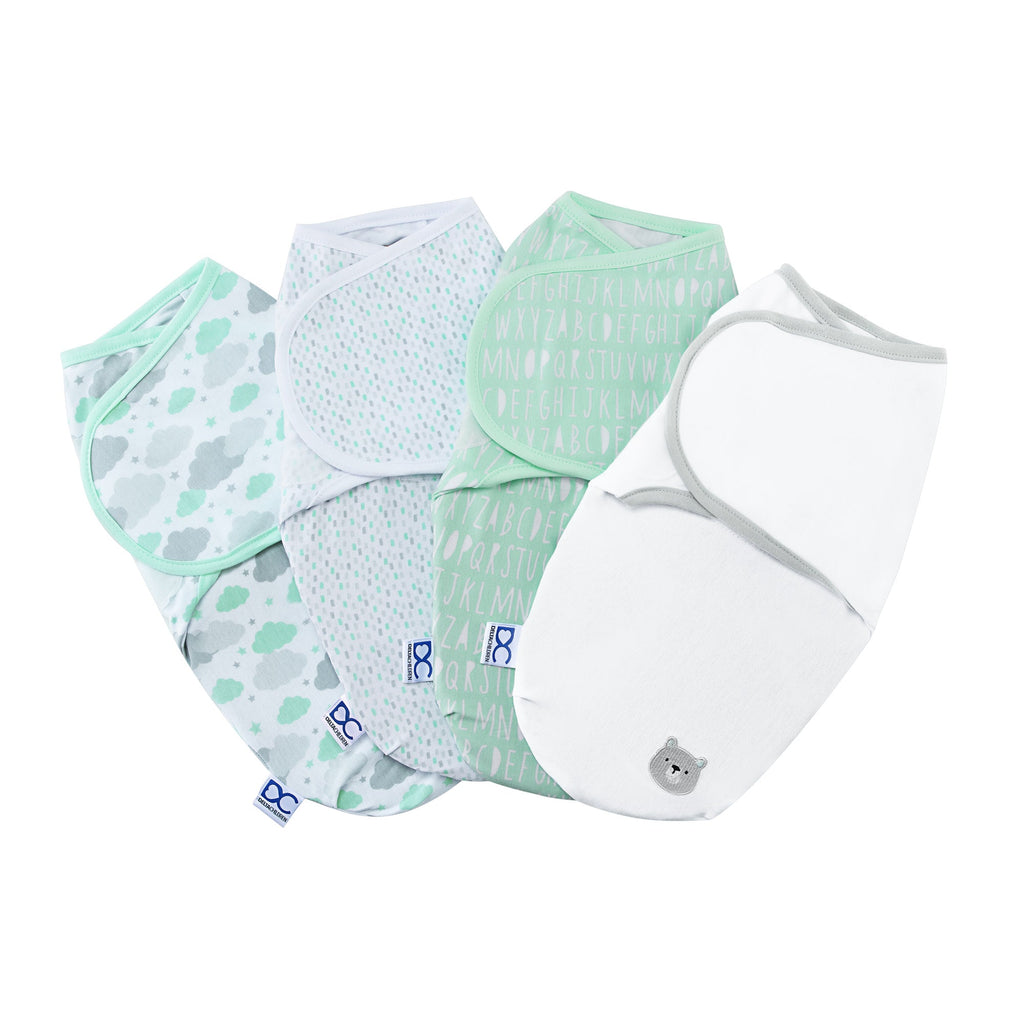 Little Lambs Adjustable Swaddle Wrap - Size Extra Small, Fits Babies 0-3 Months/4-7 lbs., 4-Pack