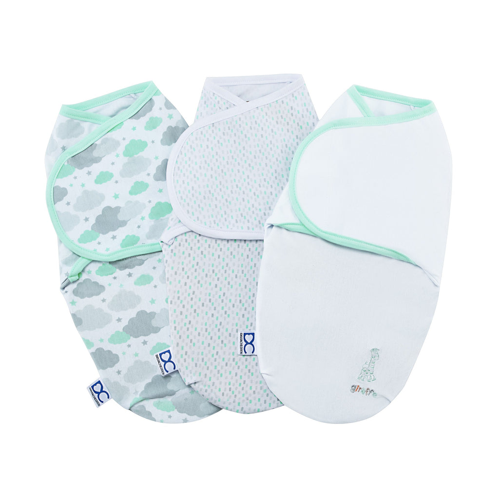 Little Lambs Adjustable Swaddle Wrap - Size Extra Small, Fits Babies 0-3 Months/4-7 lbs., 3-Pack