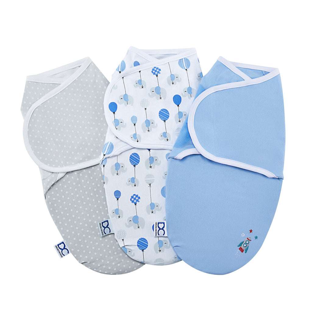 Little Lambs Adjustable Swaddle Wrap - Size Extra Small, Fits Babies 0-3 Months/4-7 lbs., 3-Pack