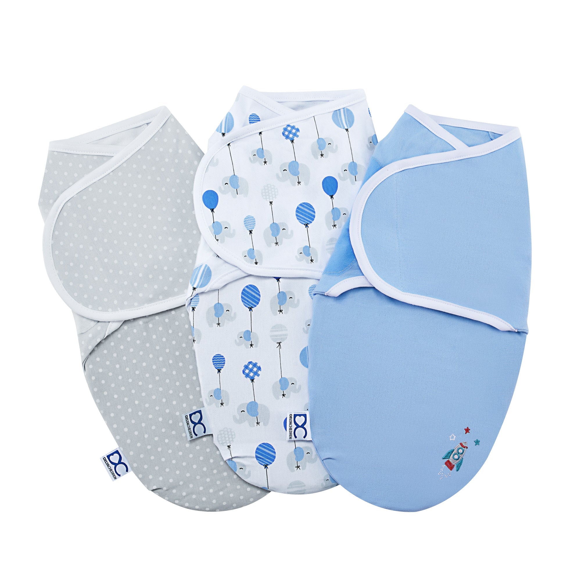 Little Lambs Adjustable Swaddle Wrap - Size Extra Small, Fits Babies 0-3 Months/4-7 lbs., 3-Pack