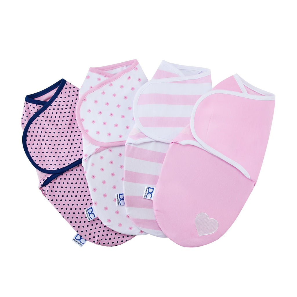 Little Lambs Adjustable Swaddle Wrap - Size Extra Small, Fits Babies 0-3 Months/4-7 lbs., 4-Pack